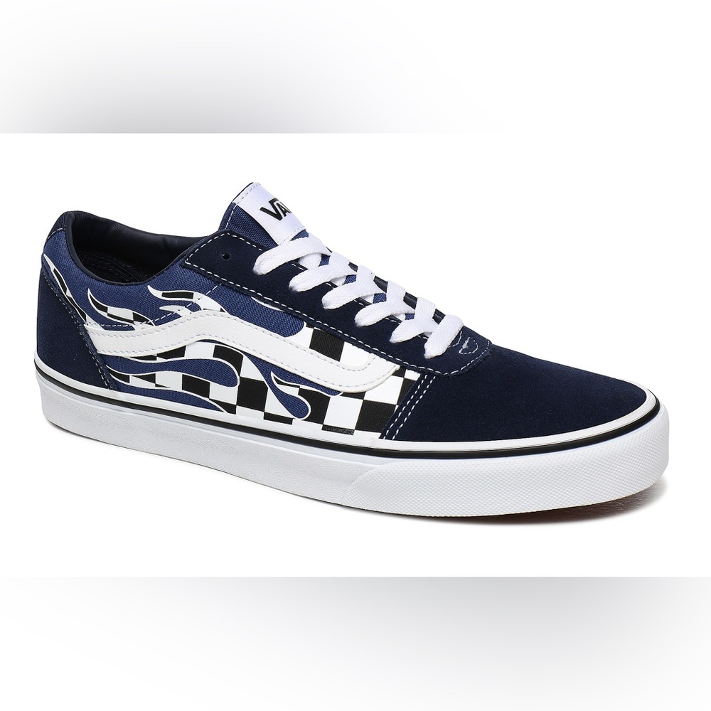 Vans Flame Check Blue and White Sneakers